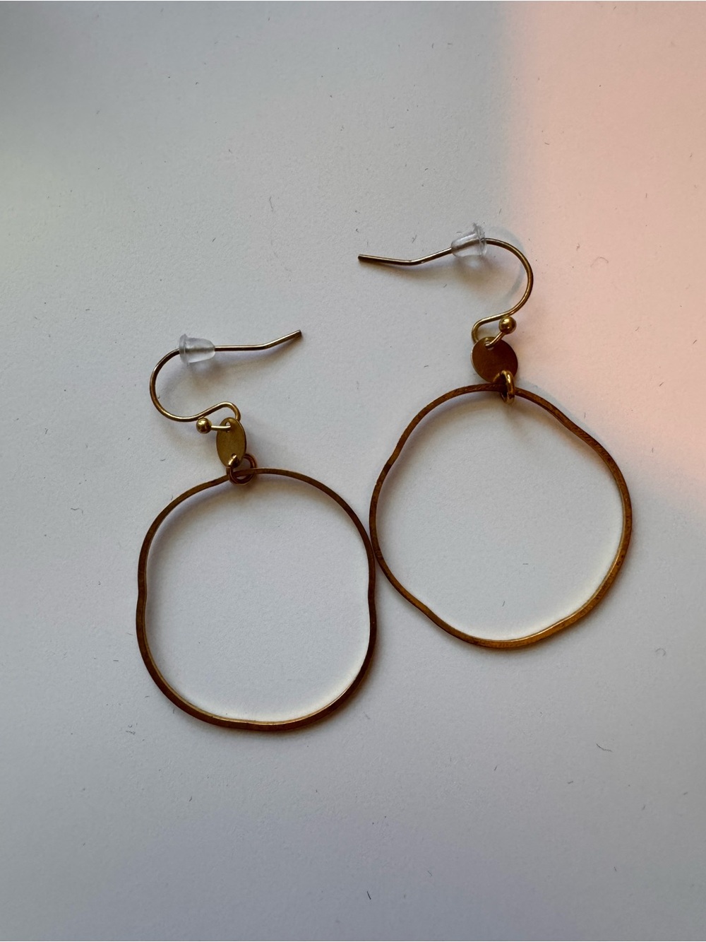 Gold Open irregular Circle Drop Earrings - Minimal Hoop Dangles